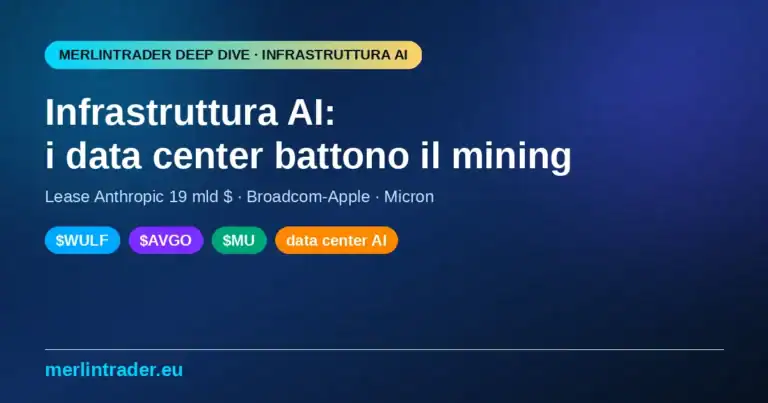 AIINFRA cover eu IT Copertina approfondimento infrastruttura AI — TeraWulf WULF, Broadcom AVGO, Micron MU — Merlintrader