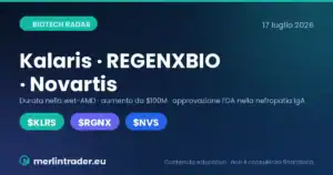 biotech radar 17luglio 2026 cover Copertina Biotech Radar 17 luglio 2026: Kalaris (KLRS), REGENXBIO (RGNX) e Novartis (NVS)