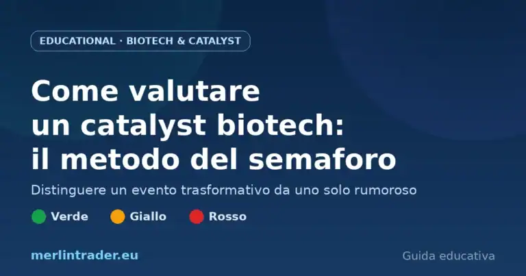 Come valutare un catalyst biotech: metodo del semaforo verde giallo rosso - guida educativa Merlintrader