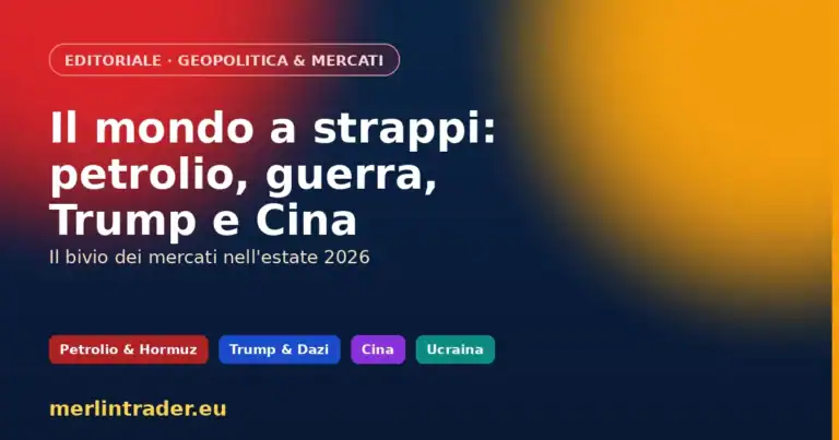 Editoriale geopolitica e mercati 2026 - petrolio, Stretto di Hormuz, dazi Trump, Cina, Ucraina - Merlintrader