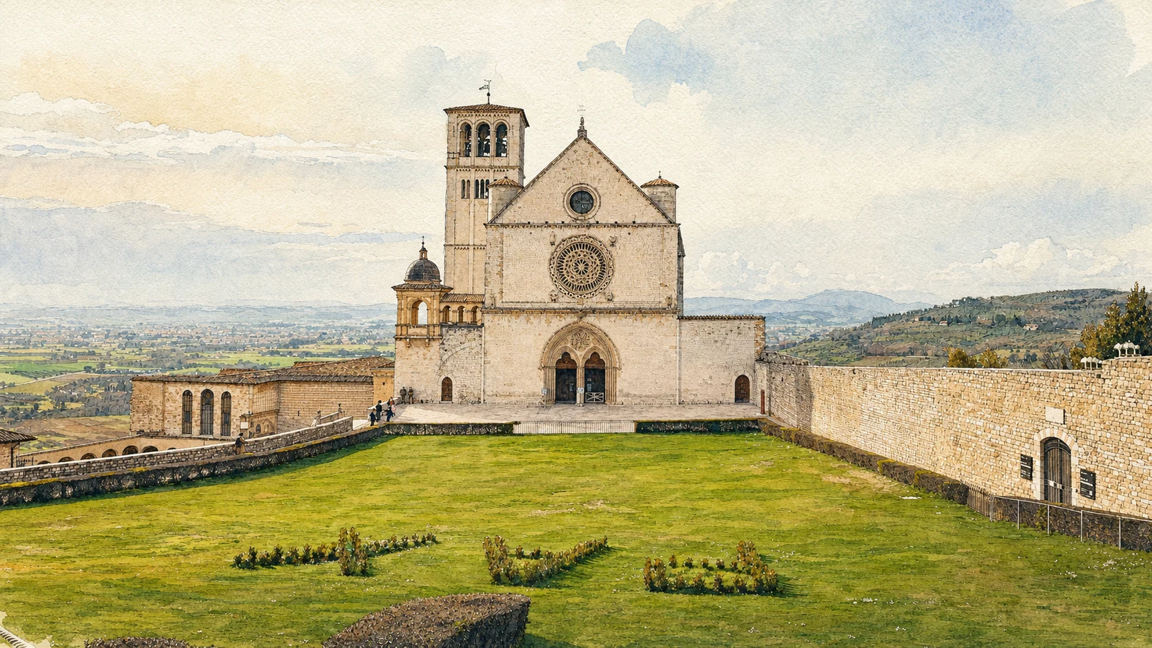 assisi basilica san francesco acquarello assisi basilica san francesco acquarello