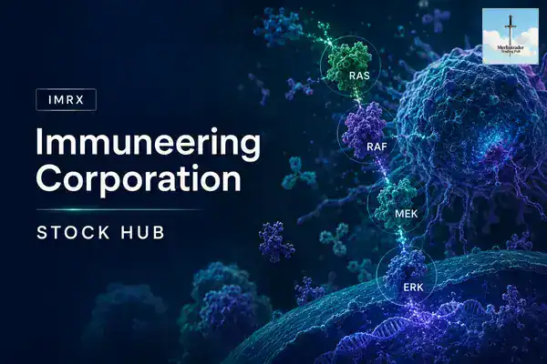 Immuneering Corporation IMRX Stock Hub scientific cover with Merlintrader Trading Pub logo
