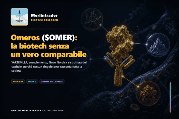 omer senza comparabile merlintrader 20260827 Omeros OMER: YARTEMLEA, comparabili biotech e valutazione per somma delle parti, copertina Merlintrader