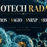 Biotech Radar 30 ottobre 2026: ABOS, AGIO, NRXP e REGN. Illustrazione editoriale generata con IA.