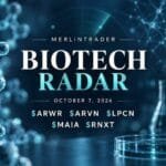 Merlintrader Biotech Radar, 7 ottobre 2026: $ARWR, $ARVN, $LPCN, $MAIA e $RNXT; illustrazione concettuale di laboratorio e molecole.