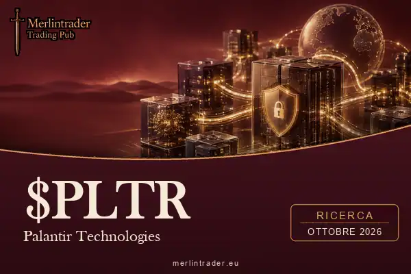 Illustrazione editoriale generica dedicata a Palantir Technologies: concetto astratto di sicurezza dei dati e intelligenza artificiale, non una fotografia di sedi o prodotti reali.